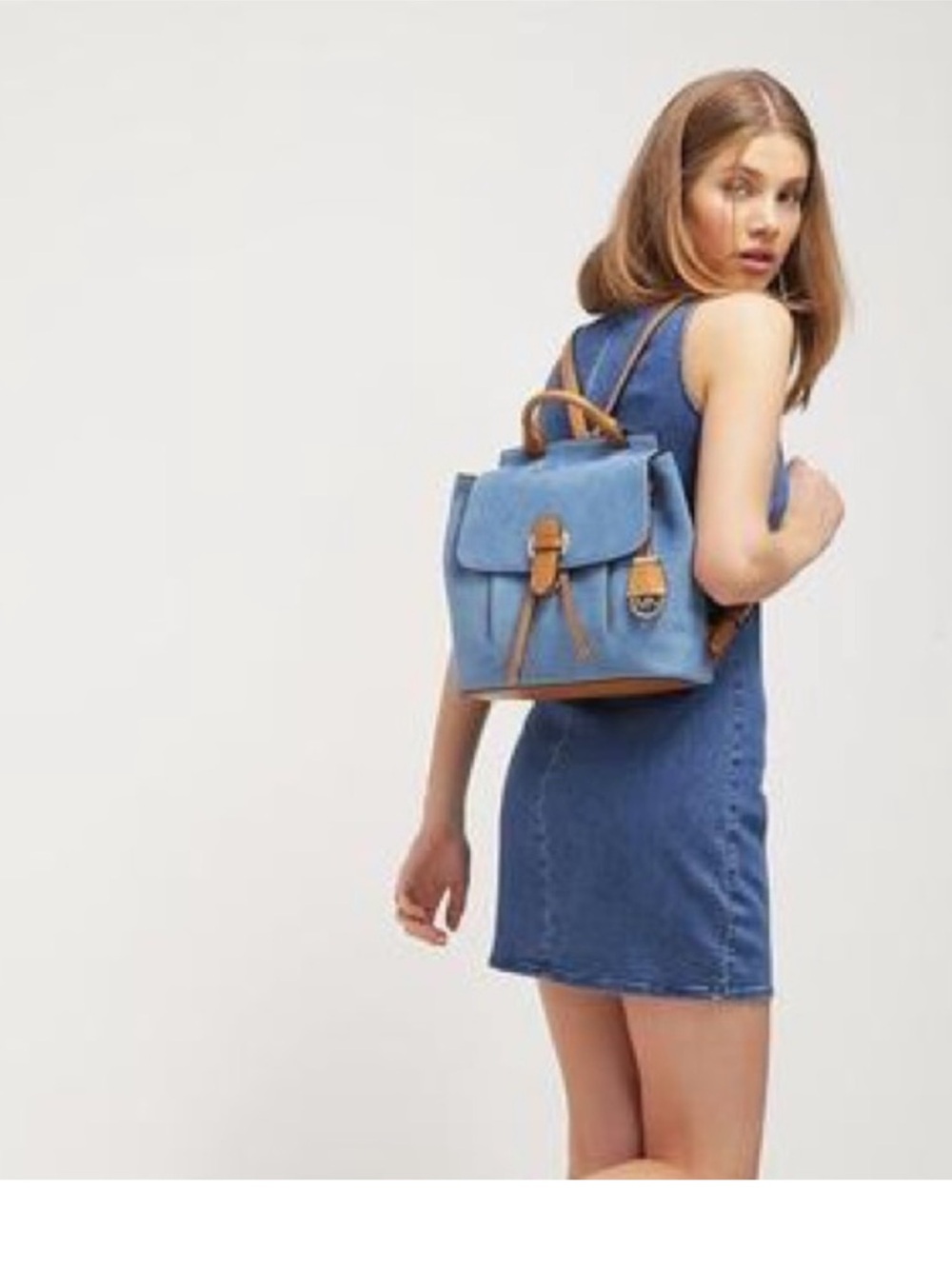 Michael Kors Romy Blue Suede and Leather Backpack - Picture 15 of 15